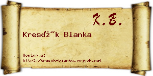 Kresák Bianka névjegykártya